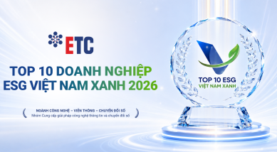 ETC ĐƯỢC VINH DANH TRONG TOP 10 DOANH NGHIỆP ESG VIỆT NAM XANH 2026 NHÓM CUNG CẤP GIẢI PHÁP CÔNG NGHỆ THÔNG TIN VÀ CHUY